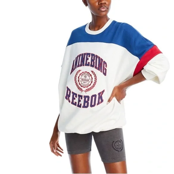 Anine Bing x Reebok Oversized Sweatshirt Collegiate Colorblock Crewneck - Picture 3 of 8
